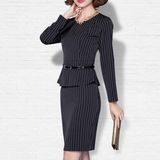 Western Style Ladies Formal Strip Coat Pant Business Suits