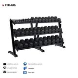 Commerical 3 Tier Flat Shelf Dumbbell Rack