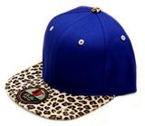 100% Leopard Leather Brim Snapback Cap