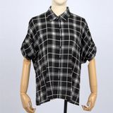 Latest Western Design Long Sleeve Plaid Clothing Women Blouse with Tie