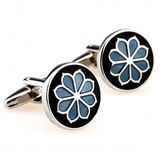 Custom High Quality Trendy Black Blue Enamel Cufflink Cuff Link (YB-r-003)