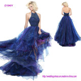New Comeing Modern Style Organza High Low with a Crystal Beaded Bodice Evening Dress