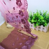 Factory Stock Wholesale 23cm Width Embroidery Fabric Net Lace Polyester Embroidery Trimming Fancy Chemical Fabric Lace for Garments Accessory & Home Textiles