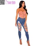 Denim Destroyed Ankle Length High Waist Skinny Jeans L582