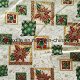 Golden Metallic Printed Cotton Fabric for Christmas Ornament, Party Decoration