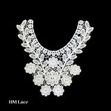 Hollow Water Soluble Lace Neckline Applique Trim with Rose and Sakura Design 	X061