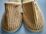 Strip Very Soft Fabric Disposable Slippers with Woven Label