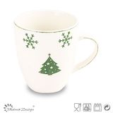 Christmas Ceramic Stamp Green Coffee Mug