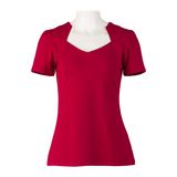 Candow Clothing Hot Sale Design Women's Clothes V Neck Red Black T-Shirt