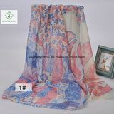 Fashion Lady Voile Scarves Multicolor Cotton Flower Printed Scarf Factory