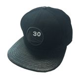 Black 6 Panels 3D Embroidery Cotton/PU Flat Brim Cap