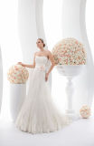 Customize Simple Strapless A-Line Lace Wedding Dress Bridal Gown