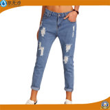 Womens Denim Zipper Casual Pencil Pants Skinny Fashion Ripped Jeans