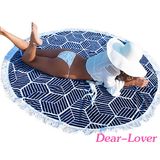 Navy Geometric Round Cotton Beach Towel