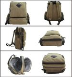 Unisex Casual Khaki Canvas Backpack