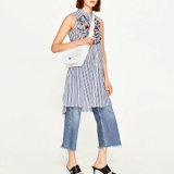Fashion Women Leisure Loose Stripe Embroidery T-Shirt Dress