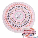 Mandala Microfiber Printed Round Beach Towel with Tassels