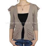 Women V Neck 3/4 Sleeve Cardigan Sweater (11SS-198)