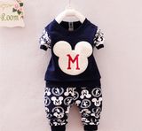 Ks1097 Spring Autumn Baby Boys Sport Suit Set Long Sleeve Children Sets Round Neck Shirt+Pants Kids 2 PCS Clothing Set