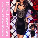 Weaved Black Grey Mini Bandage Dress