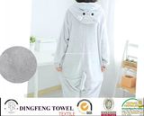 Ladies Coral Fleece Cartoon Penguin Hooded Bath Robe Df-8857