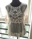Fashion White Lace Blouse with Sleeve