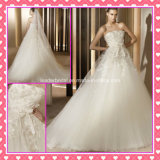 Strapless Tulle Applique Beading A-Line Wedding Dress (P008)