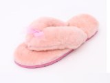 Flip Flop Sheepskin Home Slippers with Candy Color for Ladies