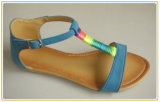 PU Maretial TPR Sole Flat Heel Sandal for Women