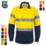 Poly Cotton Reflective Mens Long Sleeve Hi Vis Work Shirt