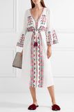 High Quality Minette Embroidered White Cotton-Voile Women Dress