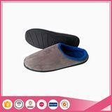 Grey Micro Suede with Soft Coral Fleece Men Memory Foam Slipper