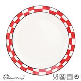 27cm Ceramic Dinner Plate with Checked Decal Design