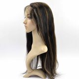 2018 New Fashion Malaysian Human Hair Full Lace Wig Mix Color Straight with Baby Hair