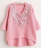 3/4 Sleeve Sweater with Diamond