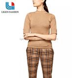 Women's Knitted Sweater with Button on The Sleeve