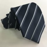 Men's Navy Stripe Polyester Necktie (L027)