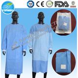 Eo-Sterilized PP Visitor Reinforced Surgical Gown with Elastic or Knitted Cuffs