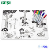 OEM/ODM Silicone Reuseable Tablemat Coloring Placemat with Markers