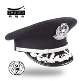 Blue Delicate Military Hat with Bullion Embroidery