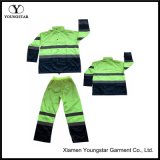 Hi Vis Safety Nylon Raincoat Pants Workwear Mens Reflective Rain Suit