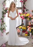 Voyage Double Straps Sweetheart Backless Belt Column Destination Bridal Dress