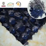 God's Eyes Pattern Embroidery Lace Fabric for Garment Dark Blue C10040