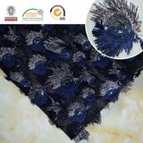 God's Eyes Pattern Embroidery Lace Fabric for Garment Dark Blue C10040