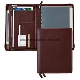 Full Grain Leather A4 Zip Folder Folio for Business Men