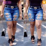 2017 New Arrive Wholesale Cheap Denim Women Wash Ripped Jeans L529