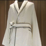 Piping White Cotton Jarquard Kimono Hotel Bathrobe (DPFT8071)