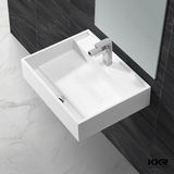 Corian Black Solid Surface Wall Mount Bathroom Basin