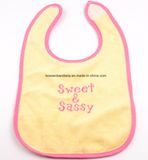 China Factory Produce Custom Logo Embroidered Orange Knit Cotton Baby Toddler Neck Bib