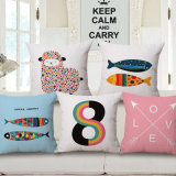 Woven Cartoon Art Fish Cushion Cover for Cafe Decoration (35C0258)